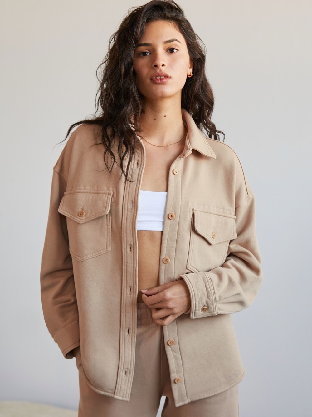 Wilfred free Terry Fleece Shirt Jacket Organic cotton SIZE MEDIUM ARITZIA